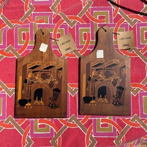 SET of 2 Cutting Boards 1960s Mort N Morton Birch Decor